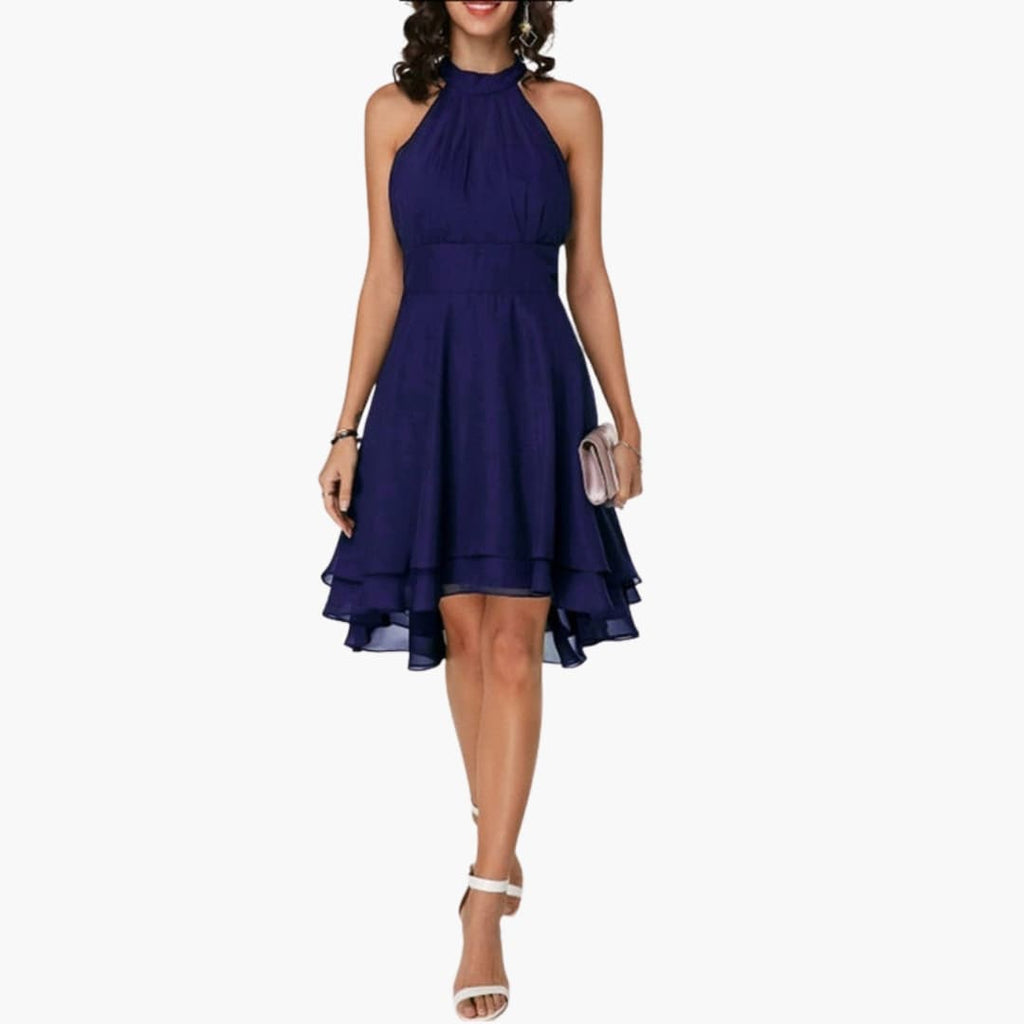 Women's Sleeveless Ruffle Dress – Round Neck Feminine Detail Summer Ready