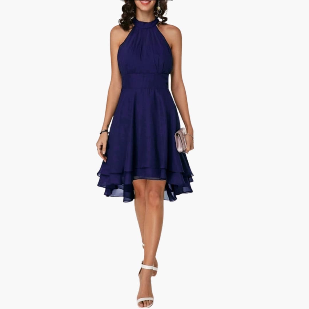 Women's Sleeveless Ruffle Dress – Round Neck Feminine Detail Summer Ready
