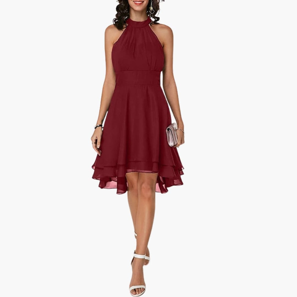 Women's Sleeveless Ruffle Dress – Round Neck Feminine Detail Summer Ready