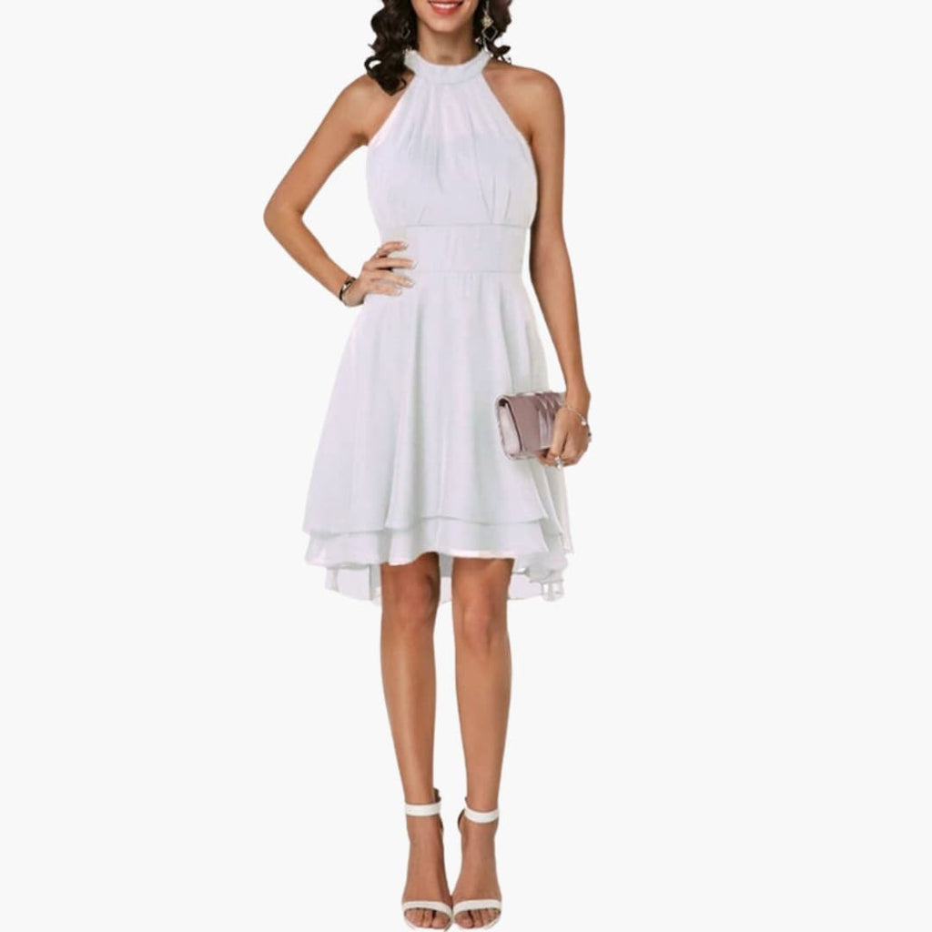 Women's Sleeveless Ruffle Dress – Round Neck Feminine Detail Summer Ready