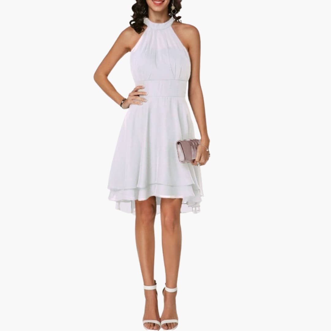 Women's Sleeveless Ruffle Dress – Round Neck Feminine Detail Summer Ready