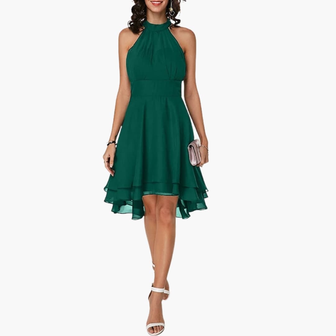 Women's Sleeveless Ruffle Dress – Round Neck Feminine Detail Summer Ready