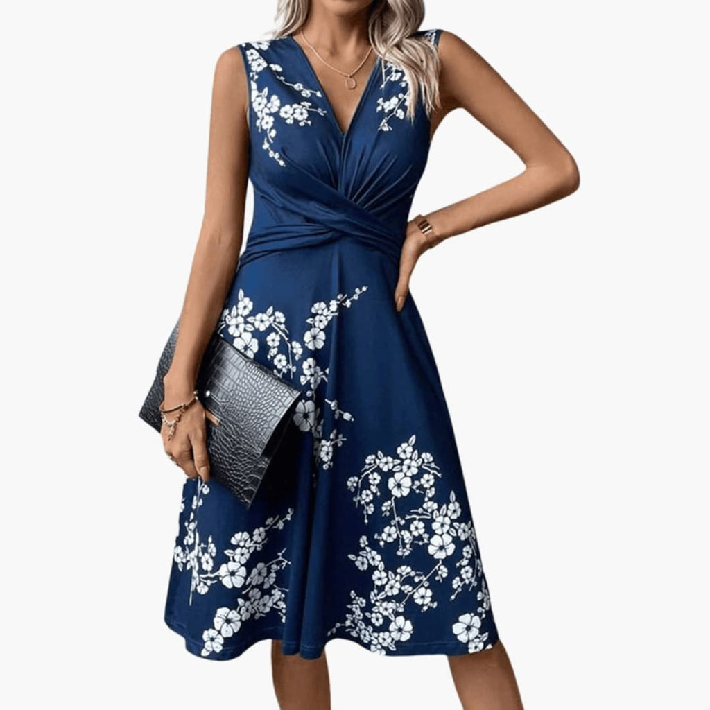 Women's Floral Sleeveless Midi Dress – V-Neck Lightweight Summer Style