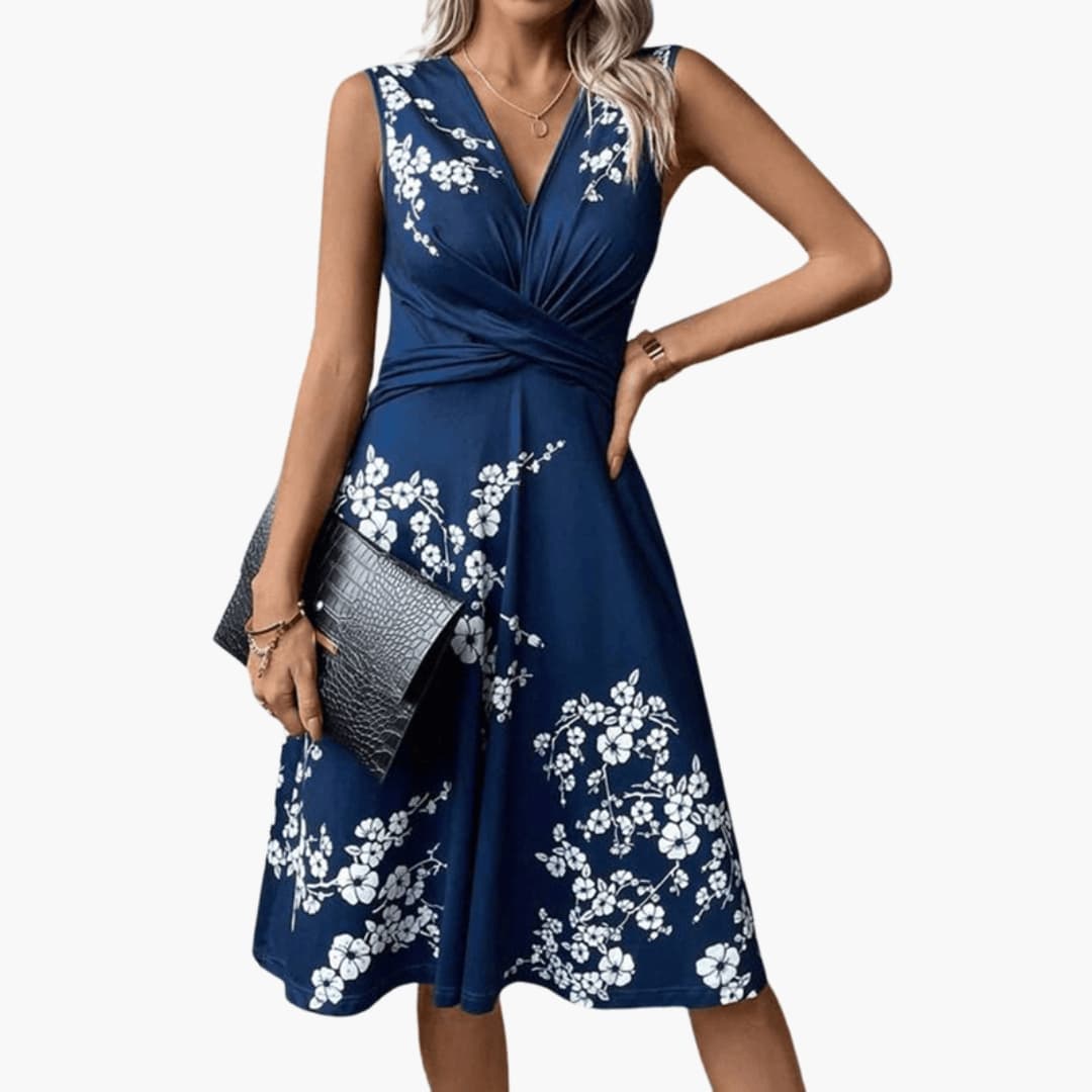 Women's Floral Sleeveless Midi Dress – V-Neck Lightweight Summer Style