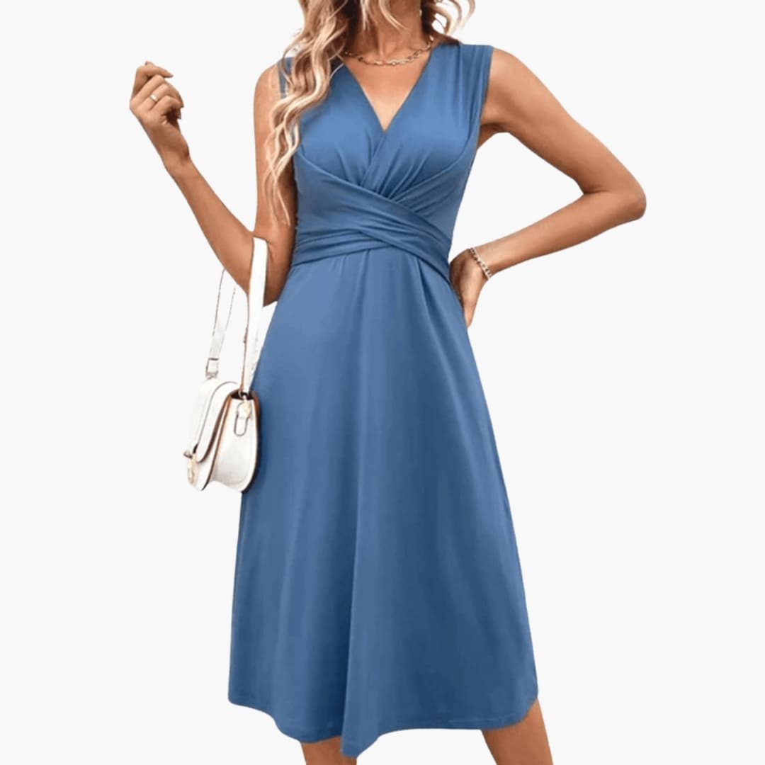 Women's Floral Sleeveless Midi Dress – V-Neck Lightweight Summer Style