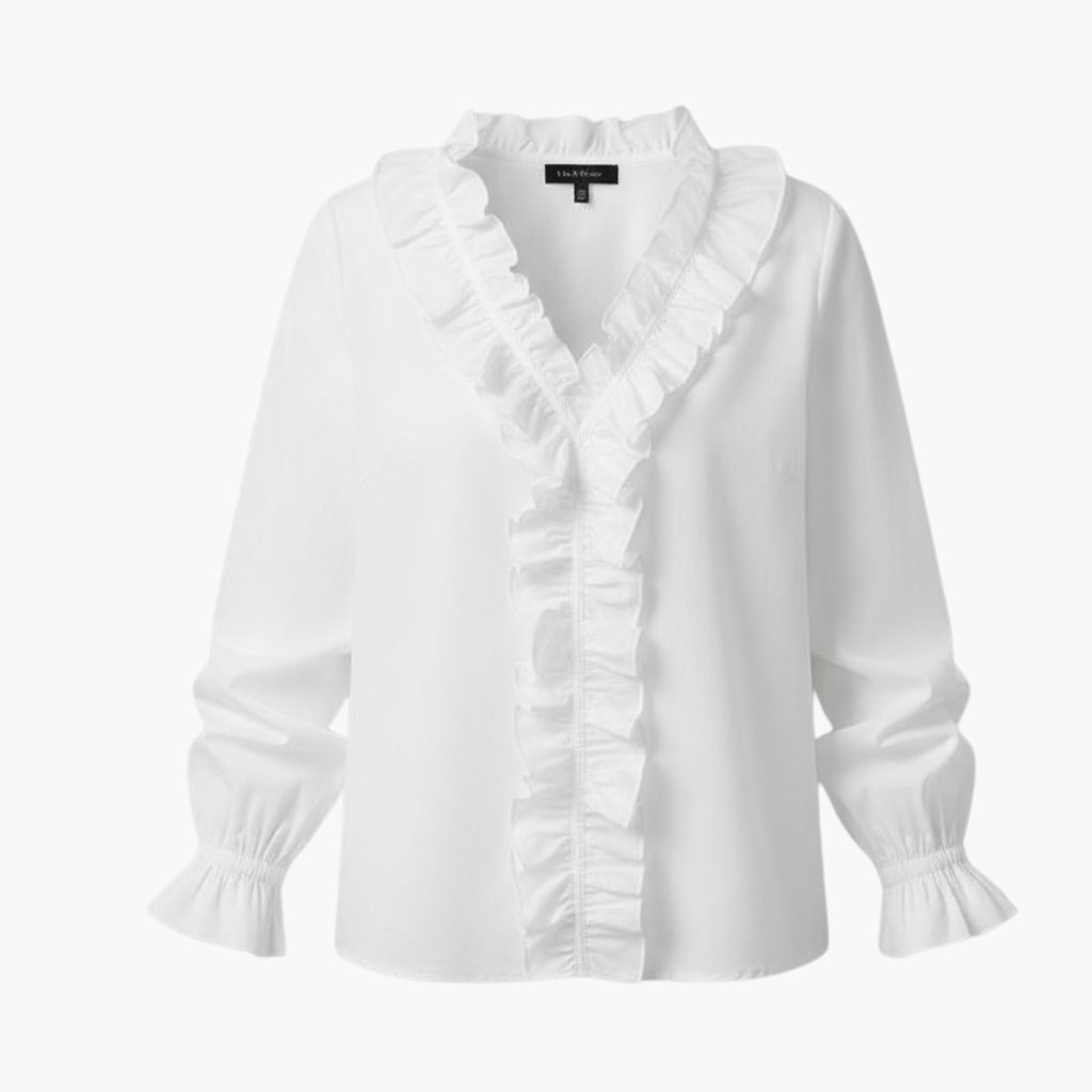 Women's Ruffle Detail V-Neck Blouse – Feminine Everyday Style