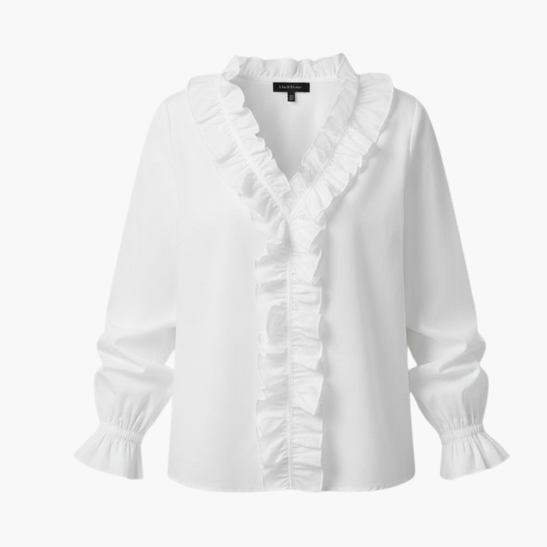 Women's Ruffle Detail V-Neck Blouse – Feminine Everyday Style