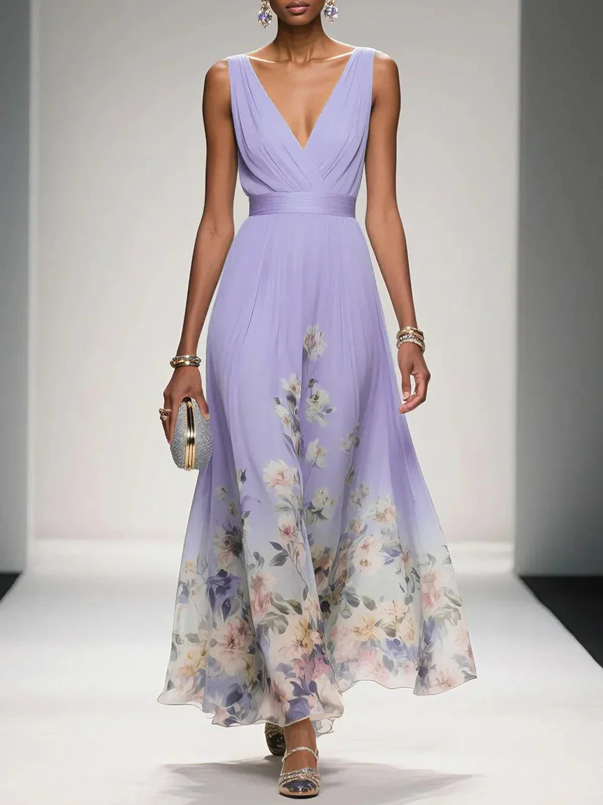 Women's Floral Print Wedding Guest Dress – Elegant Occasion Style