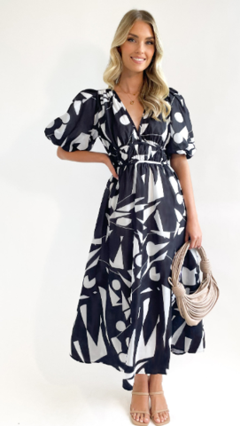 Women's V-Neck Flared Maxi Dress – Wedding Guest Flattering Graceful Style