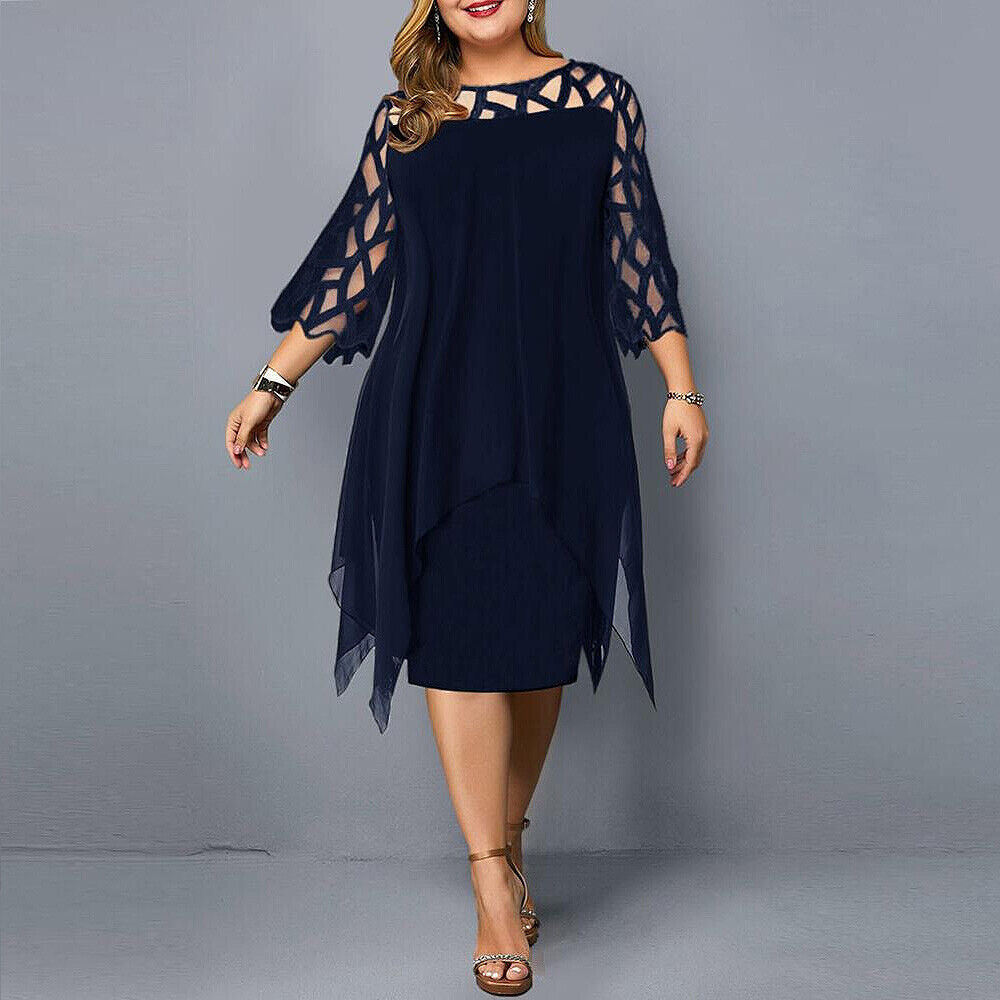 Women's Plus Size Elegant Midi Dress – Flattering Comfortable Fit