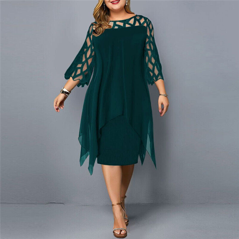 Women's Plus Size Elegant Midi Dress – Flattering Comfortable Fit