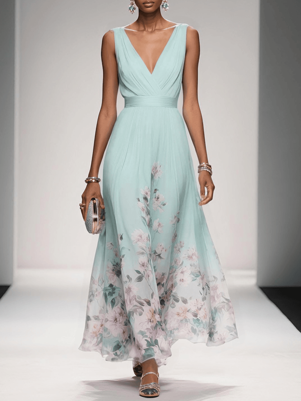 Women's Floral Print Wedding Guest Dress – Elegant Occasion Style