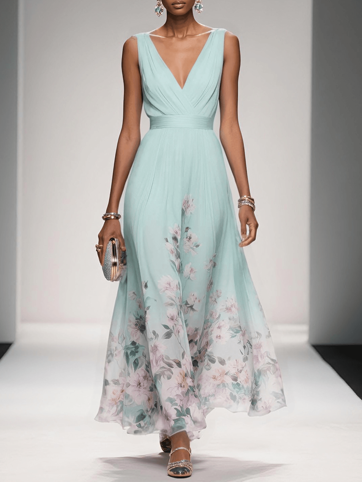 Women's Floral Print Wedding Guest Dress – Elegant Occasion Style
