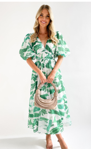 Women's V-Neck Flared Maxi Dress – Wedding Guest Flattering Graceful Style