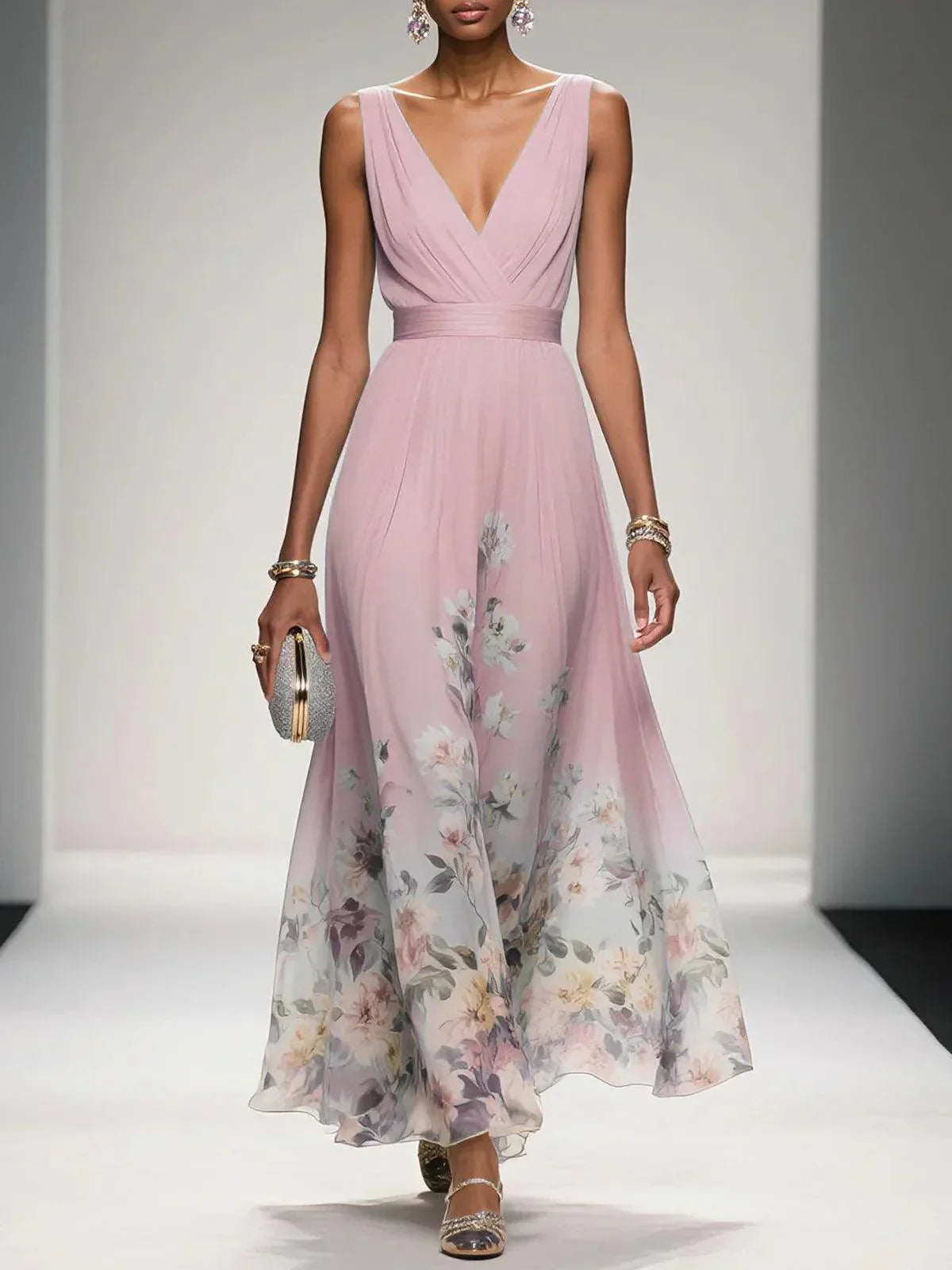 Women's Floral Print Wedding Guest Dress – Elegant Occasion Style
