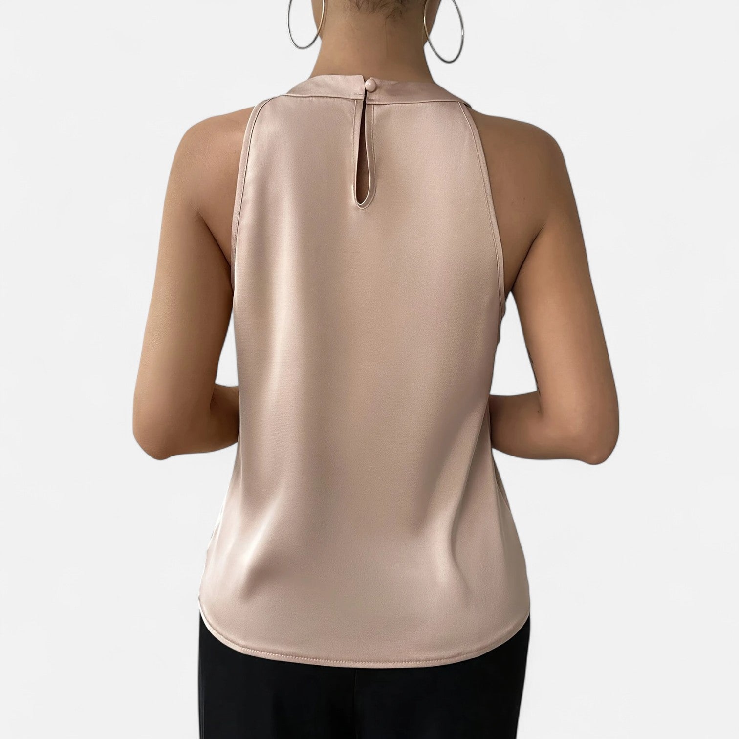 Women's Pleated Front Satin Tank – Elegant Draped Style
