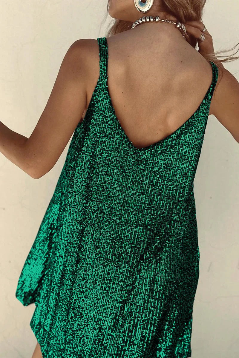 Women's Dazzle Hour V-Back Sequin Mini Dress
