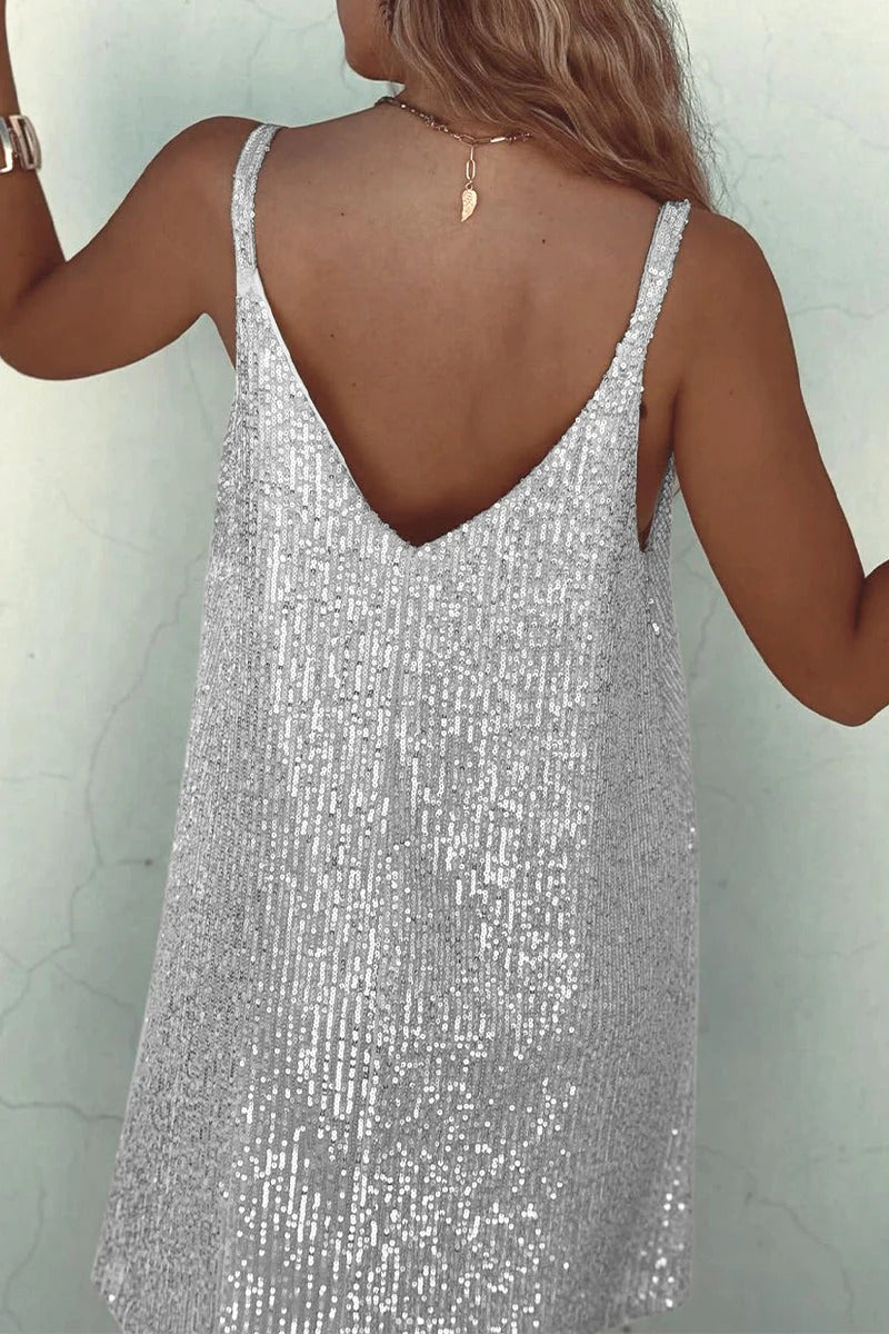 Women's Dazzle Hour V-Back Sequin Mini Dress
