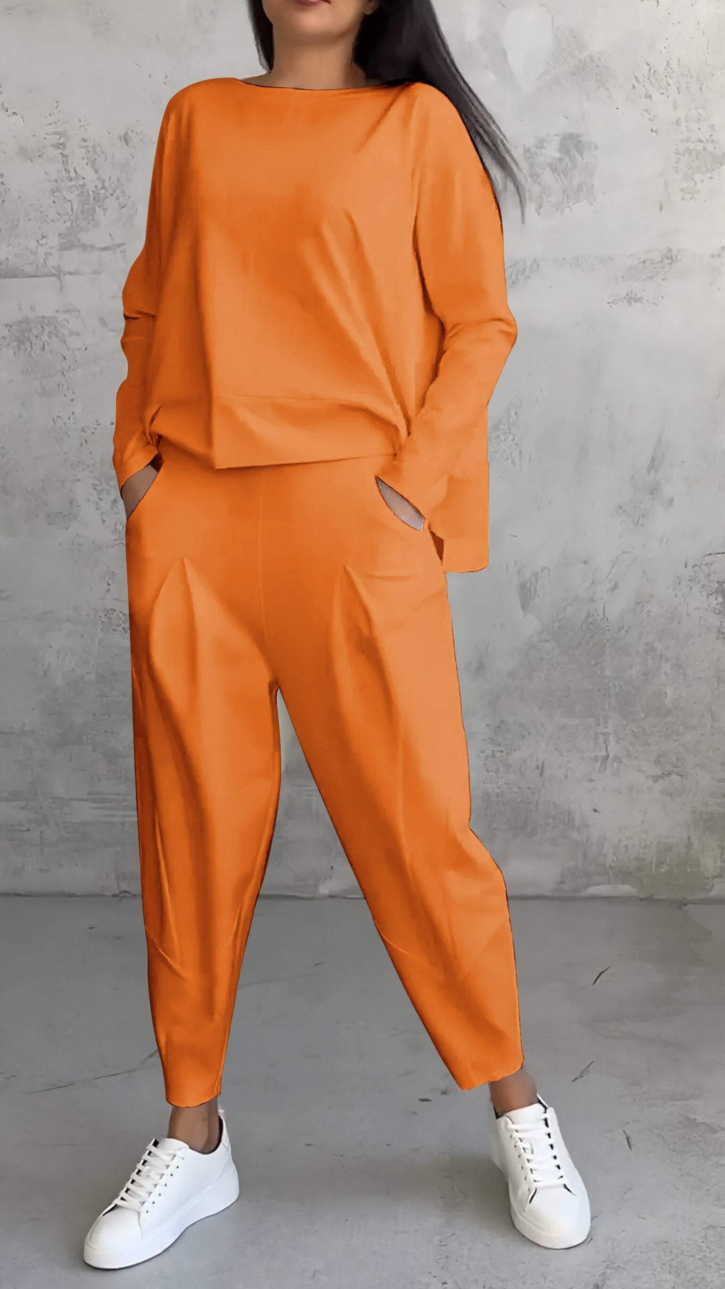 Women's Spandex Two-Piece Set – Modern Comfortable Crew Neck Style