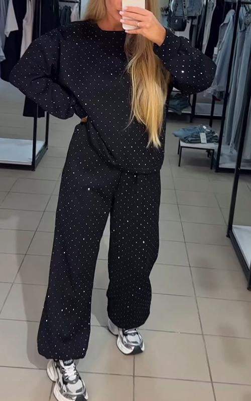 Women's Rhinestone Lounge Set – Comfortable Relaxed Everyday Style