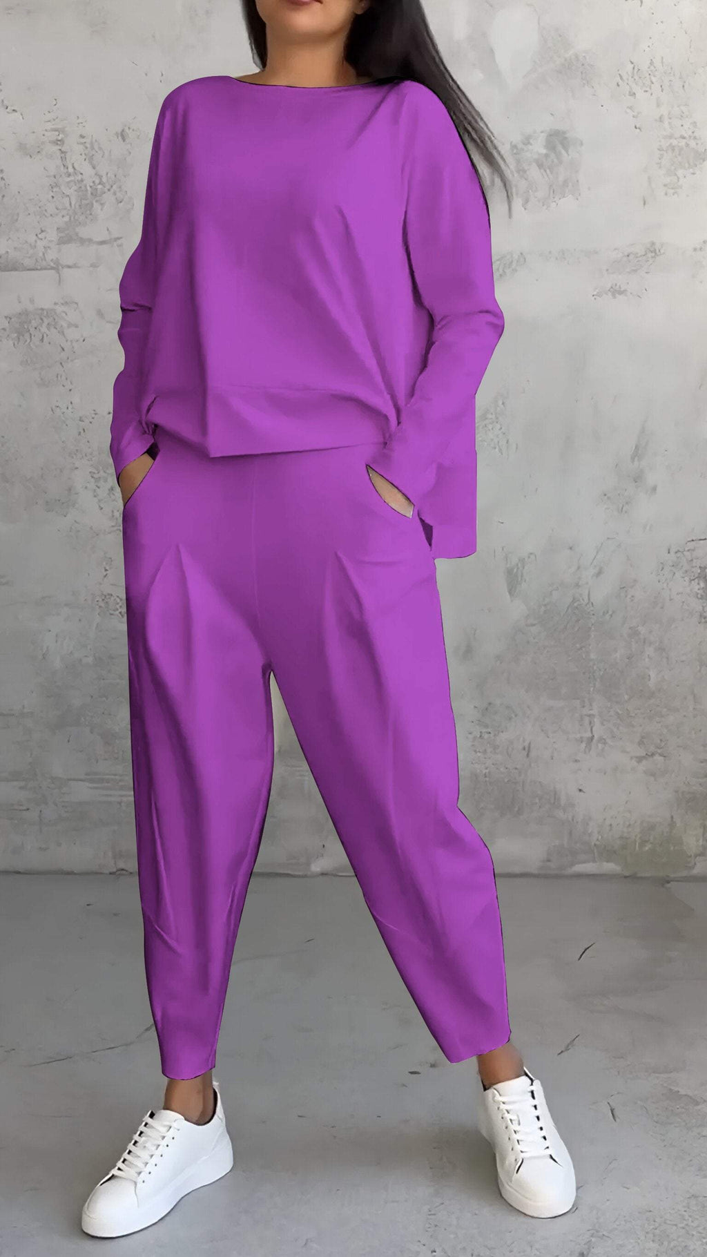 Women's Spandex Two-Piece Set – Modern Comfortable Crew Neck Style