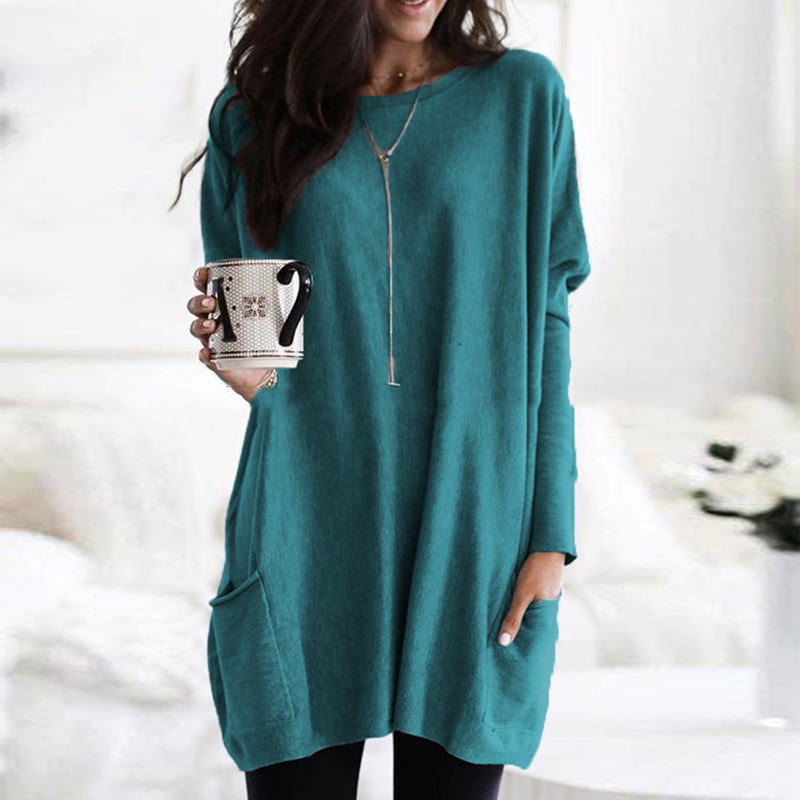 Women's Oversized Sweater Dress – Relaxed Fit Long Sleeve Crewneck Cozy Knit