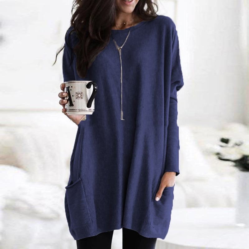 Women's Oversized Sweater Dress – Relaxed Fit Long Sleeve Crewneck Cozy Knit