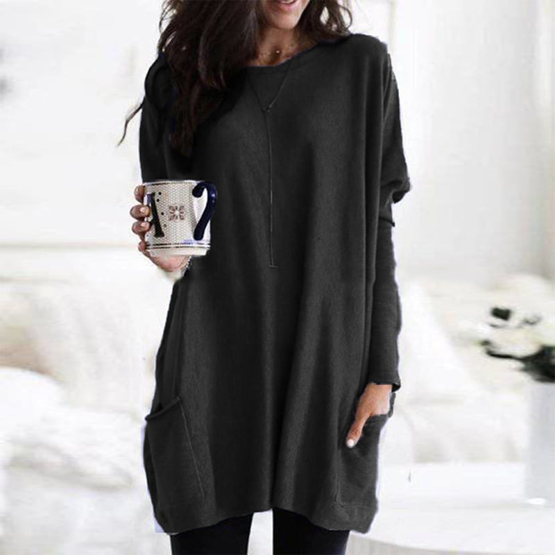 Women's Oversized Sweater Dress – Relaxed Fit Long Sleeve Crewneck Cozy Knit