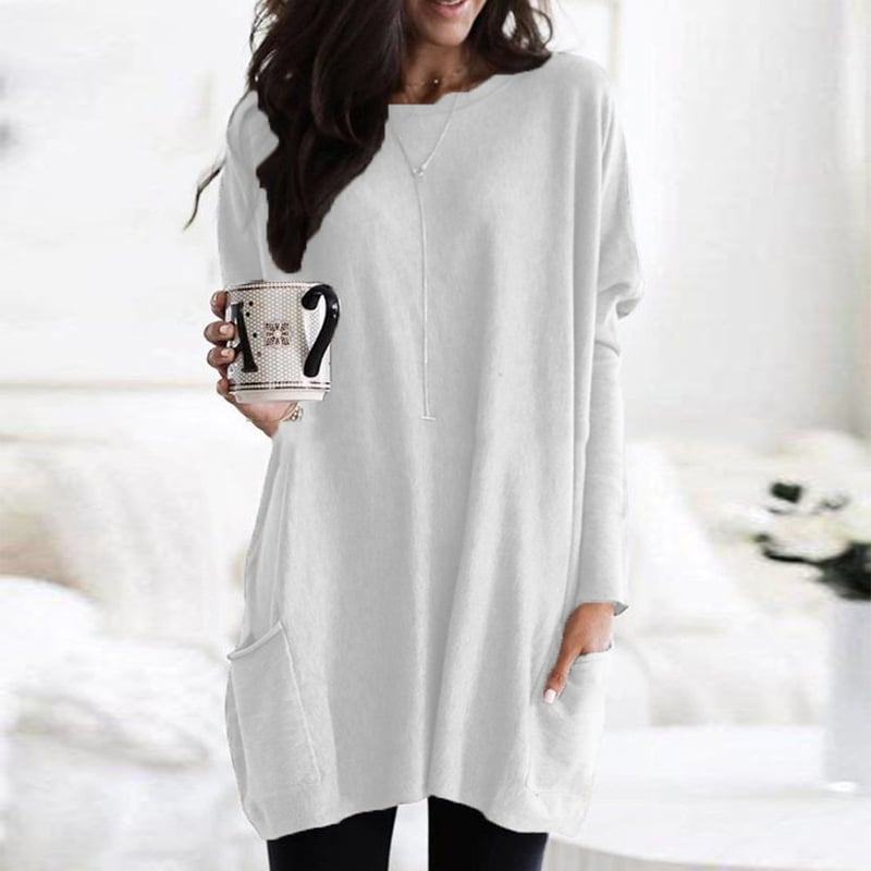 Women's Oversized Sweater Dress – Relaxed Fit Long Sleeve Crewneck Cozy Knit