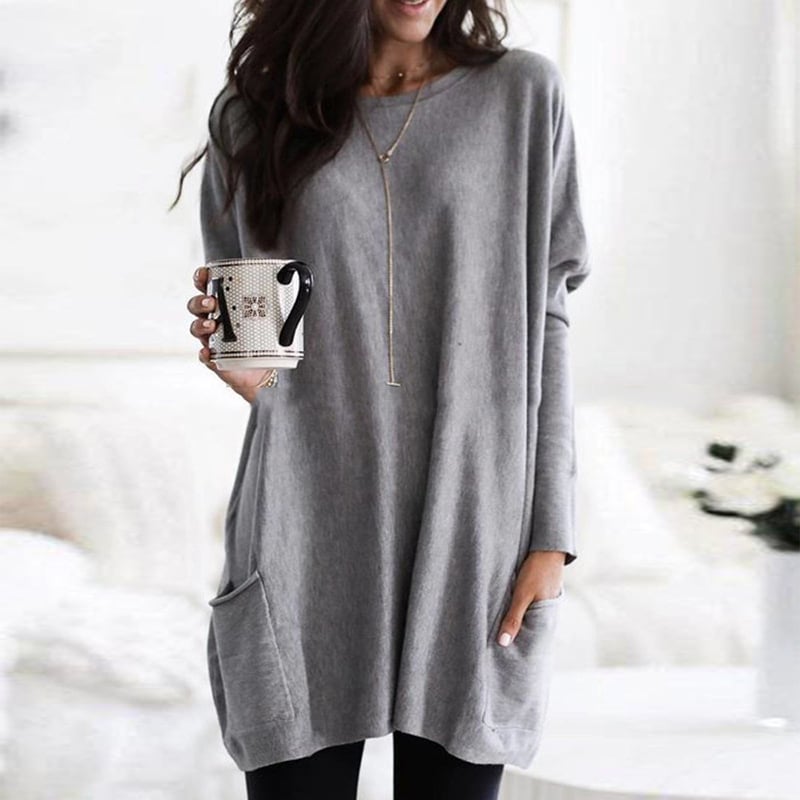 Women's Oversized Sweater Dress – Relaxed Fit Long Sleeve Crewneck Cozy Knit