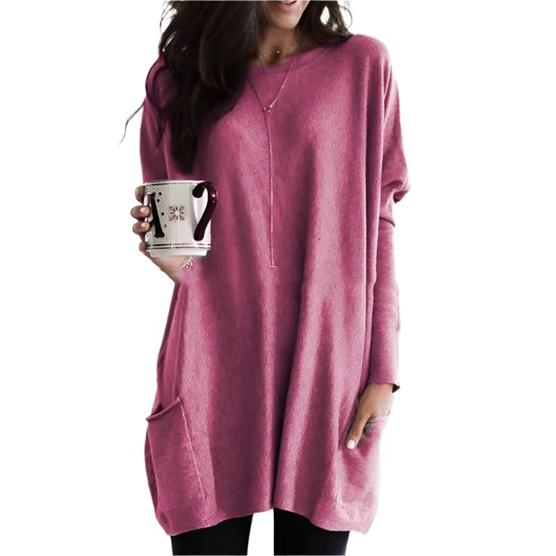 Women's Oversized Sweater Dress – Relaxed Fit Long Sleeve Crewneck Cozy Knit