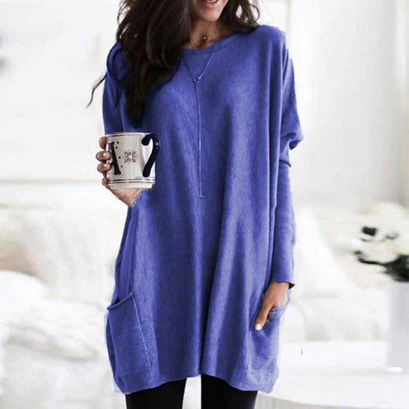 Women's Oversized Sweater Dress – Relaxed Fit Long Sleeve Crewneck Cozy Knit
