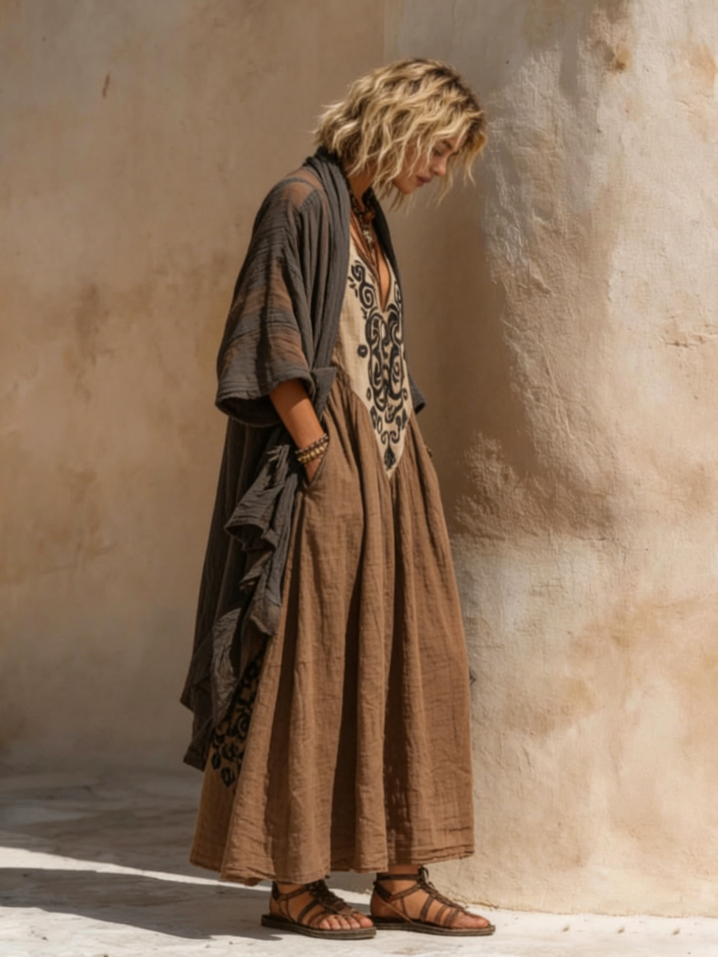 Women's Boho Linen Cotton Set - Retro Loose Two-Piece Outfit