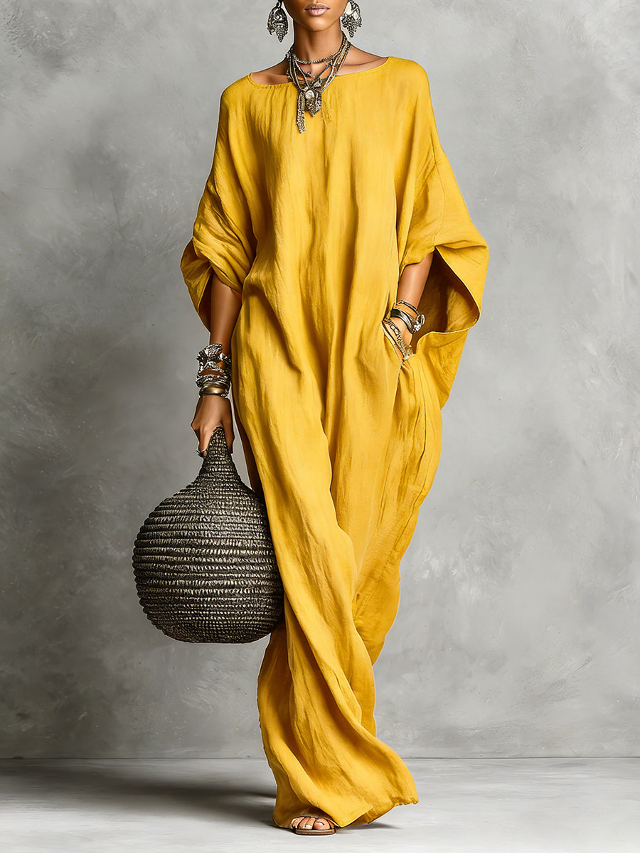 Women's Sleeveless Cotton Linen Dress - Casual Long Summer Dress