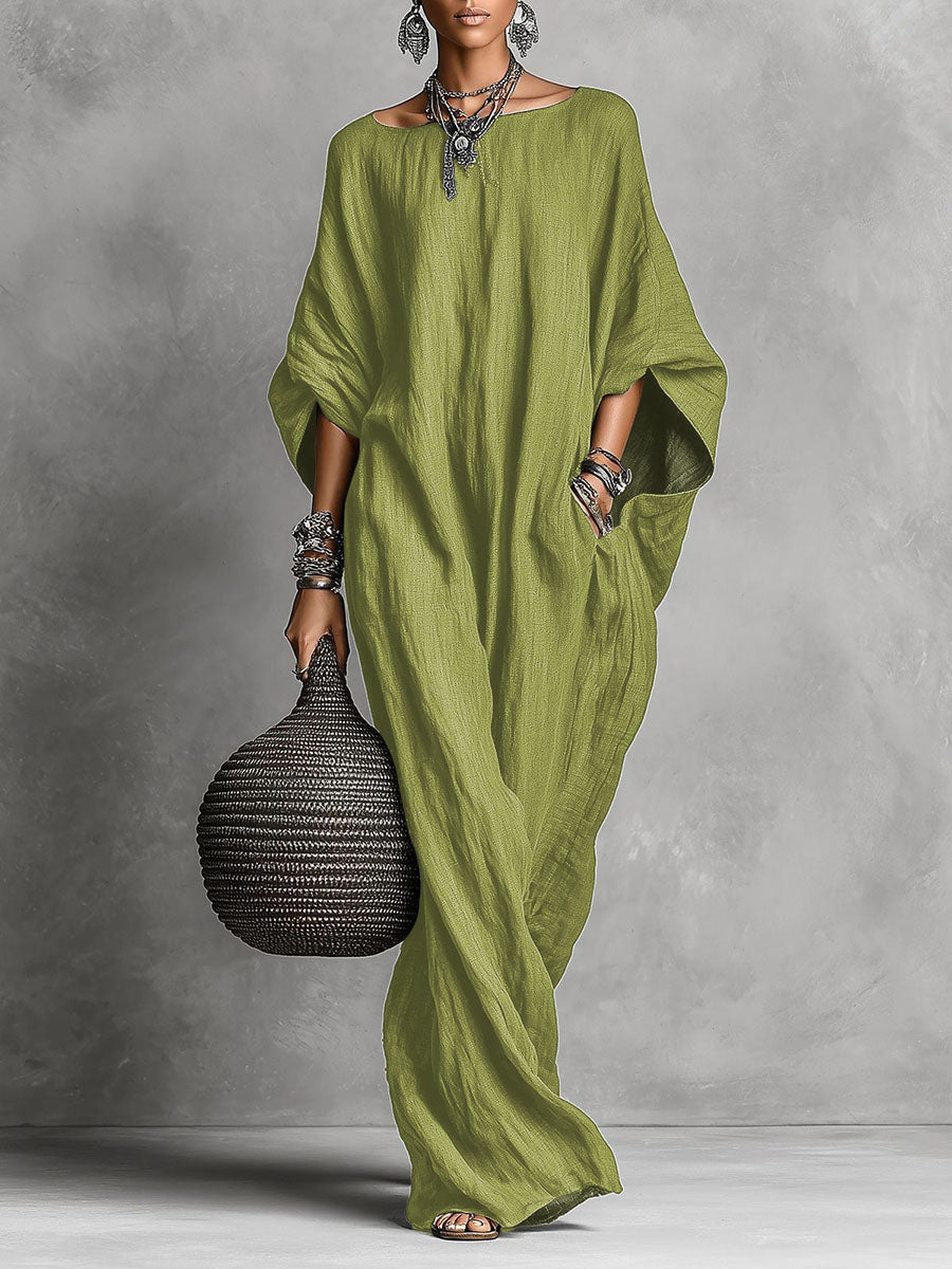 Women's Sleeveless Cotton Linen Dress - Casual Long Summer Dress