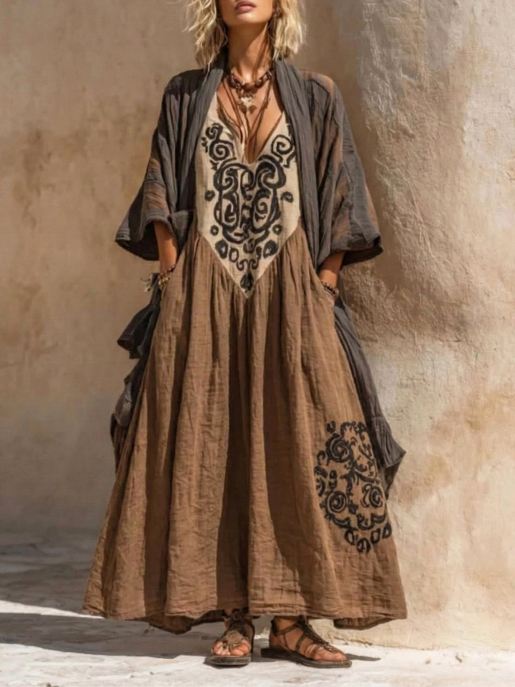 Women's Boho Linen Cotton Set - Retro Loose Two-Piece Outfit