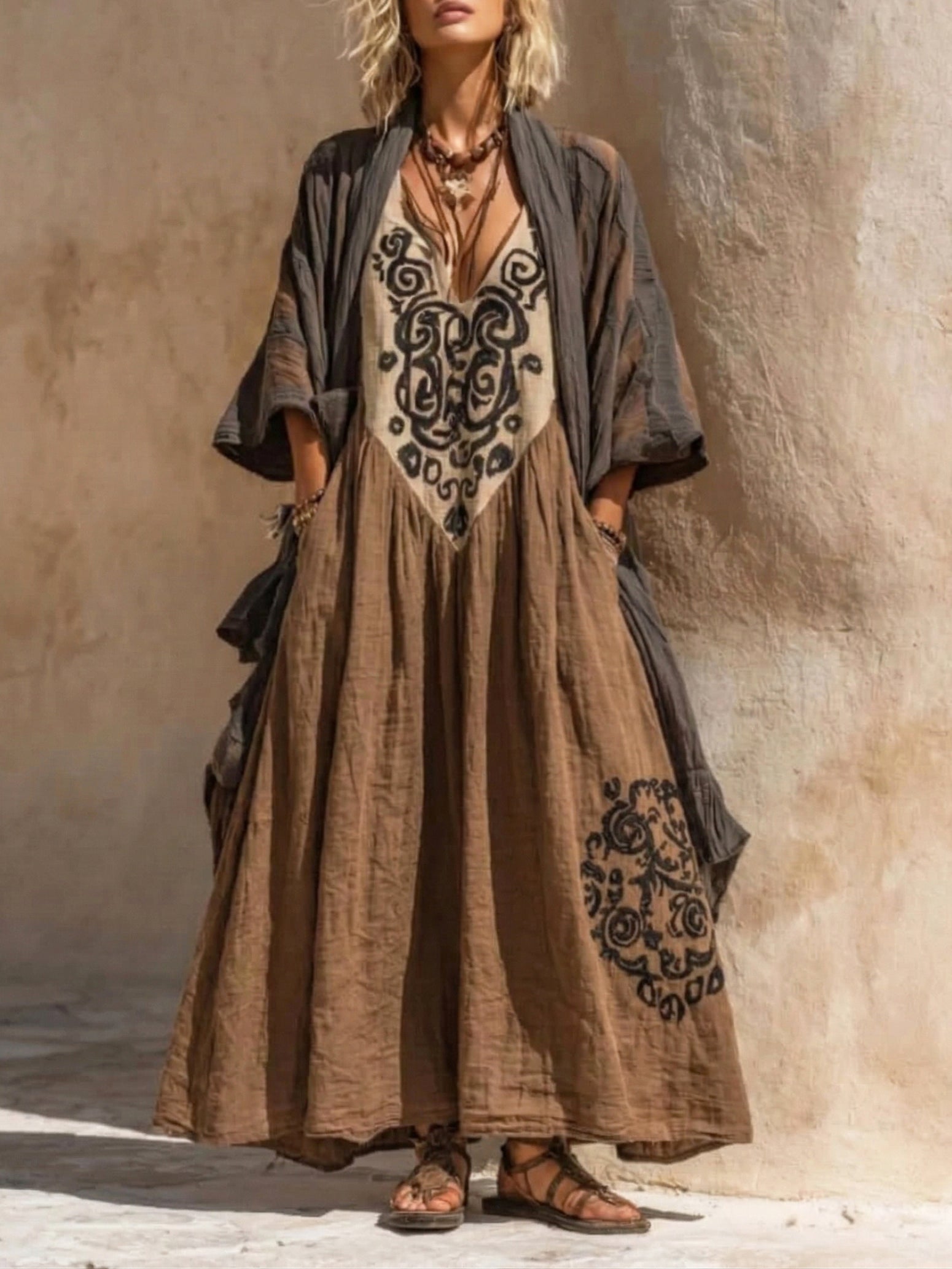 Women's Boho Linen Cotton Set - Retro Loose Two-Piece Outfit