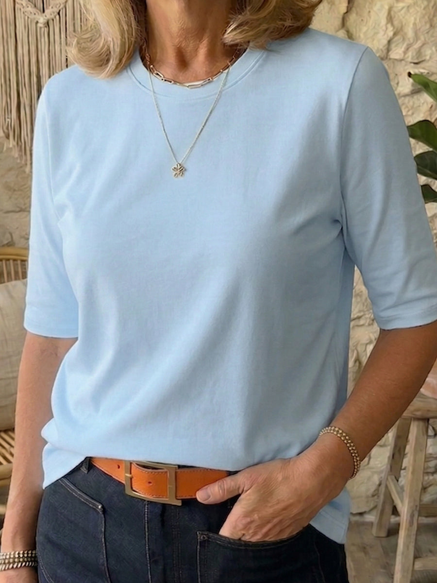Women's Minimalist Cotton T-Shirt - Casual Half Sleeve Summer Top