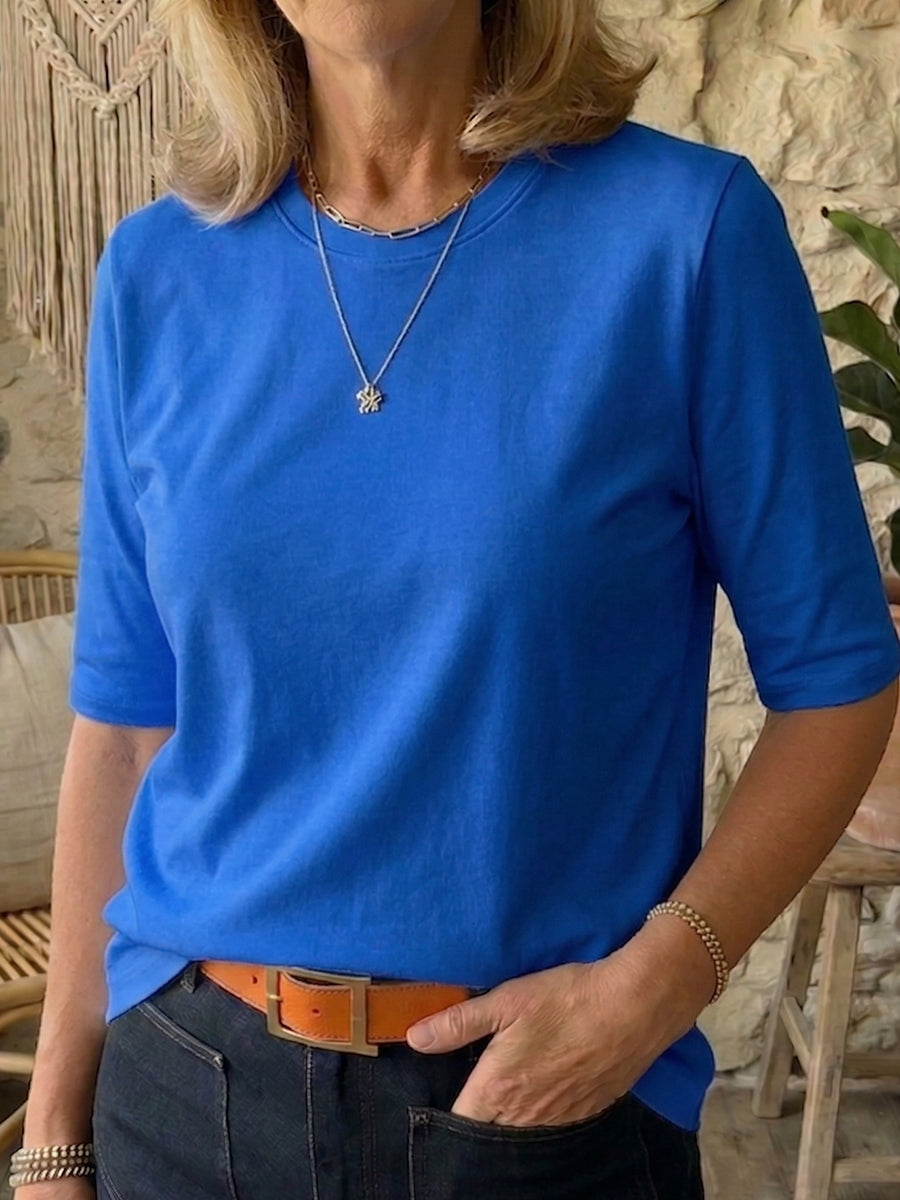 Women's Minimalist Cotton T-Shirt - Casual Half Sleeve Summer Top