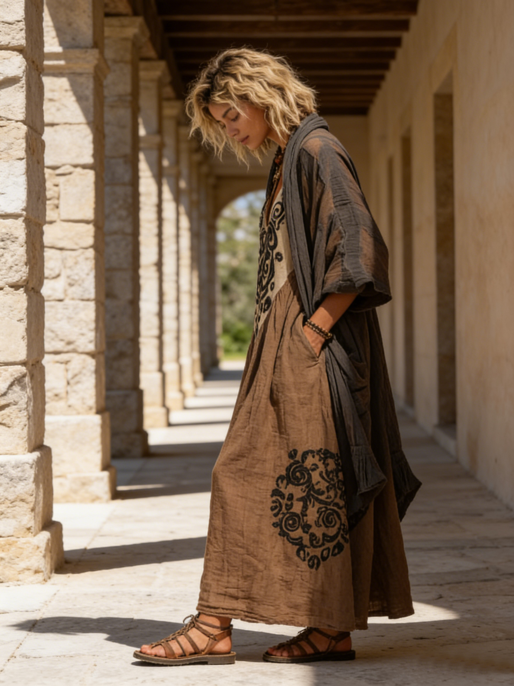 Women's Boho Linen Cotton Set - Retro Loose Two-Piece Outfit