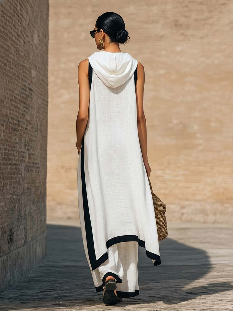 Women's Linen Cotton Two-Piece Set - Elegant Casual Summer Outfit