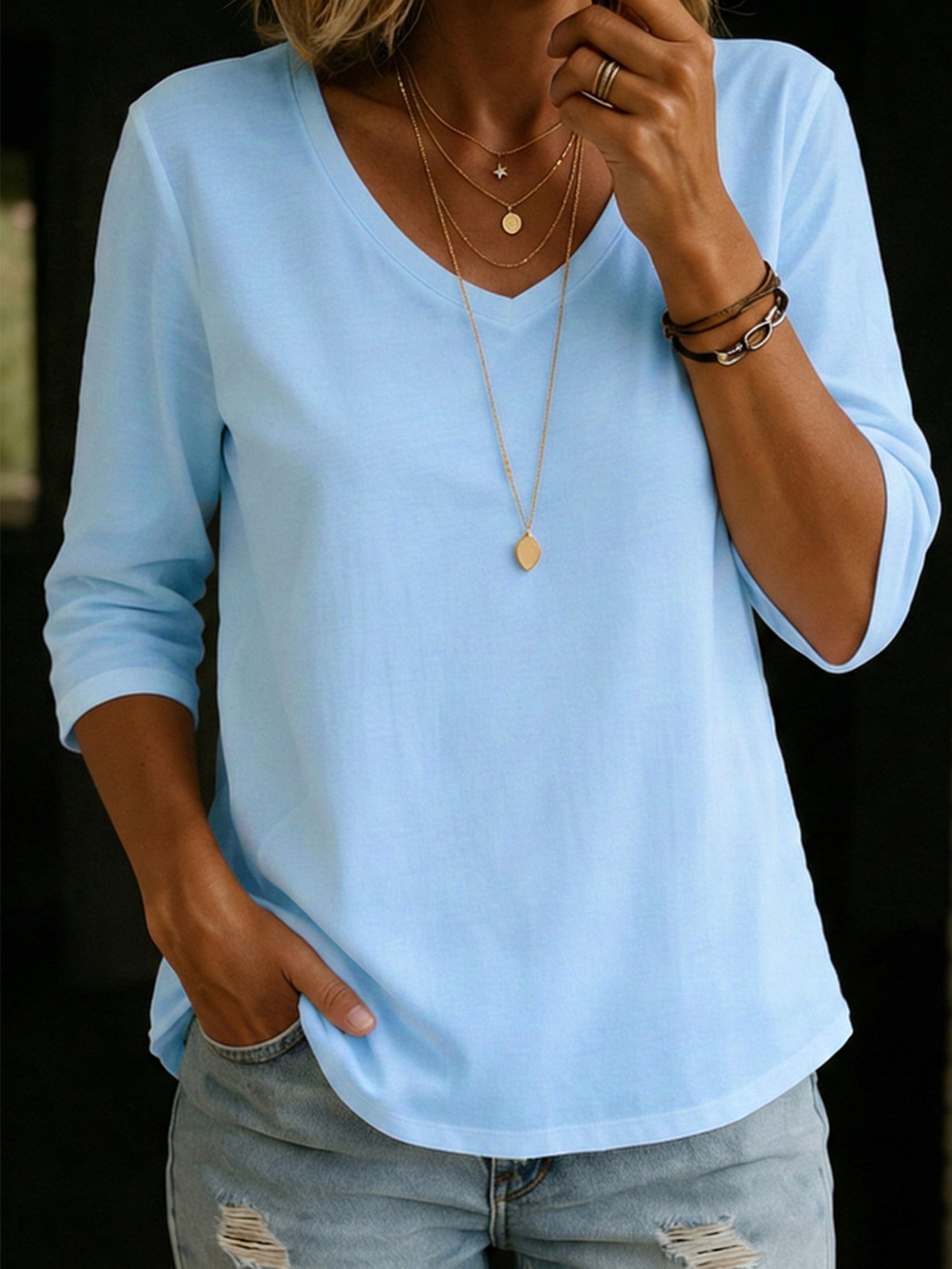 Women's Cotton T-Shirt - Casual Half Sleeve Summer Top