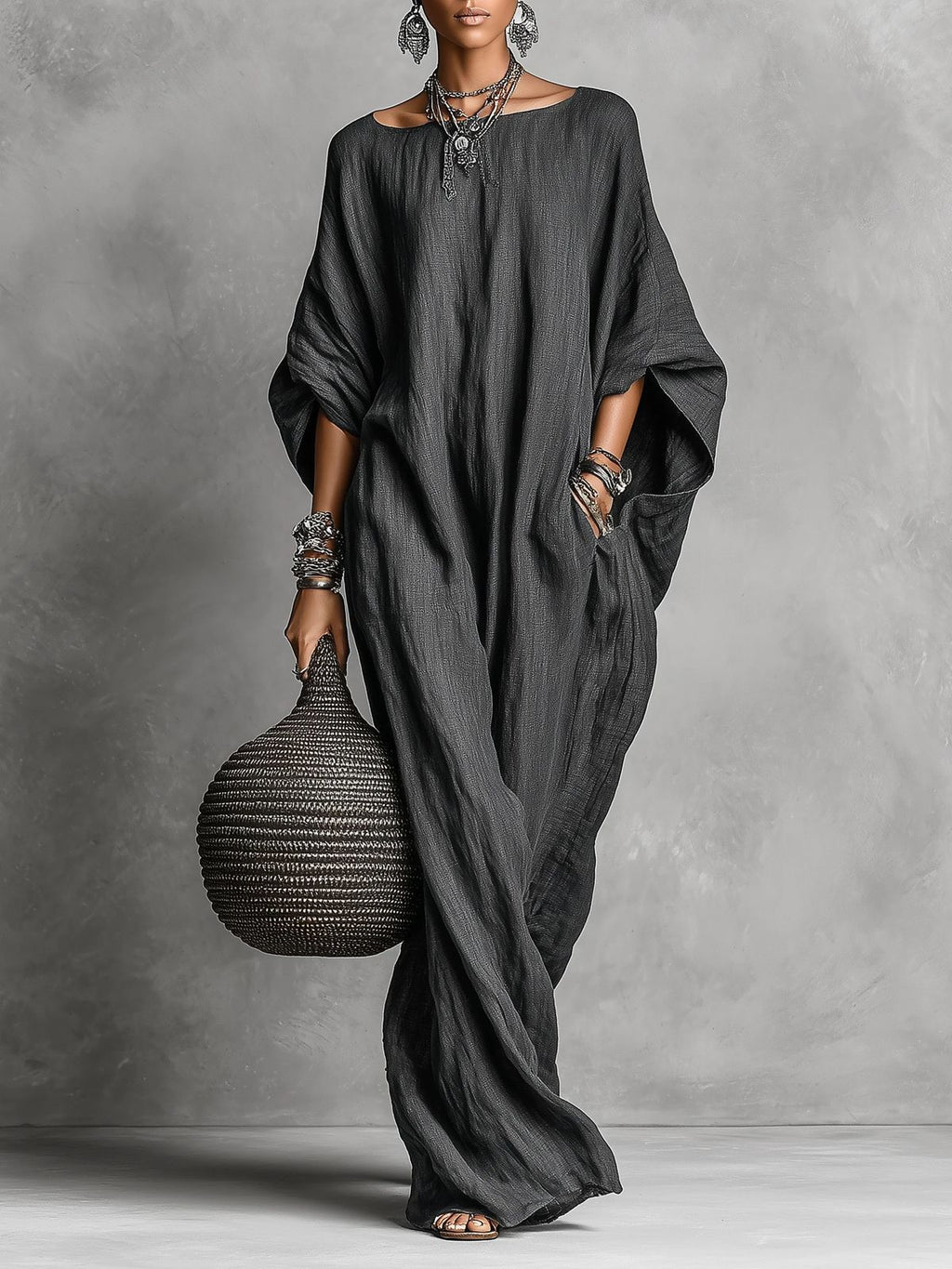 Women's Sleeveless Cotton Linen Dress - Casual Long Summer Dress