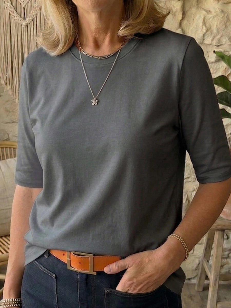 Women's Minimalist Cotton T-Shirt - Casual Half Sleeve Summer Top