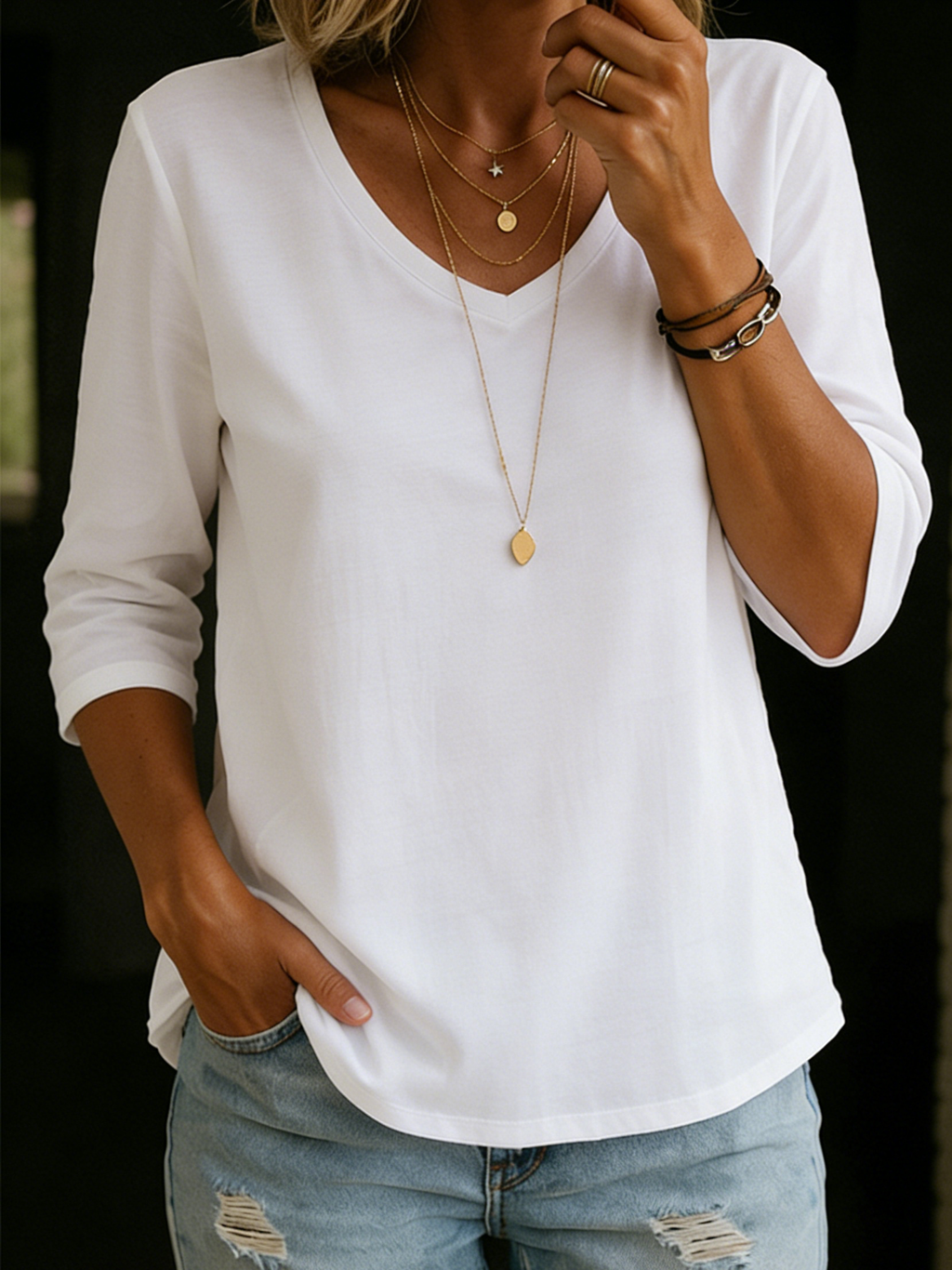 Women's Cotton T-Shirt - Casual Half Sleeve Summer Top