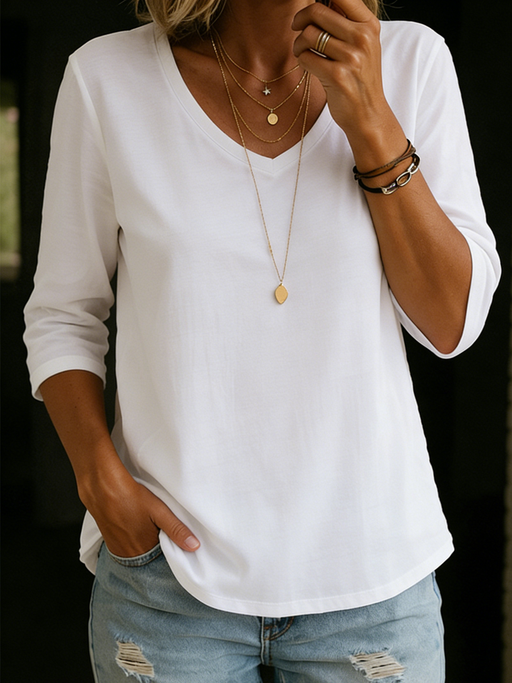 Women's Cotton T-Shirt - Casual Half Sleeve Summer Top