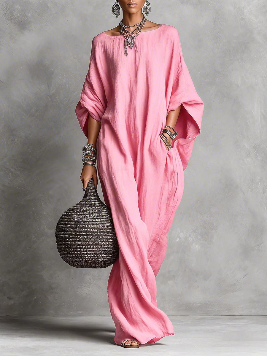 Women's Sleeveless Cotton Linen Dress - Casual Long Summer Dress