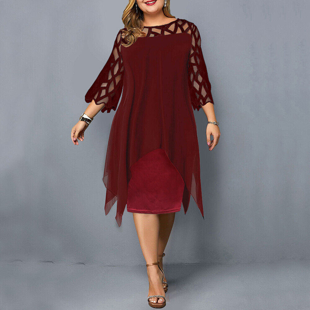 Women's Plus Size Elegant Midi Dress – Flattering Comfortable Fit