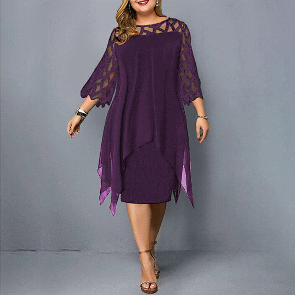 Women's Plus Size Elegant Midi Dress – Flattering Comfortable Fit