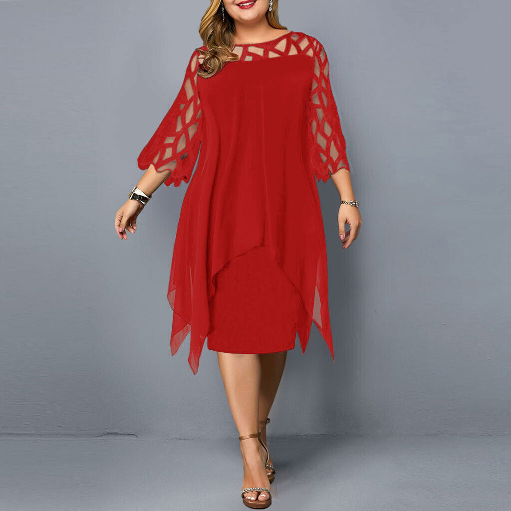 Women's Plus Size Elegant Midi Dress – Flattering Comfortable Fit